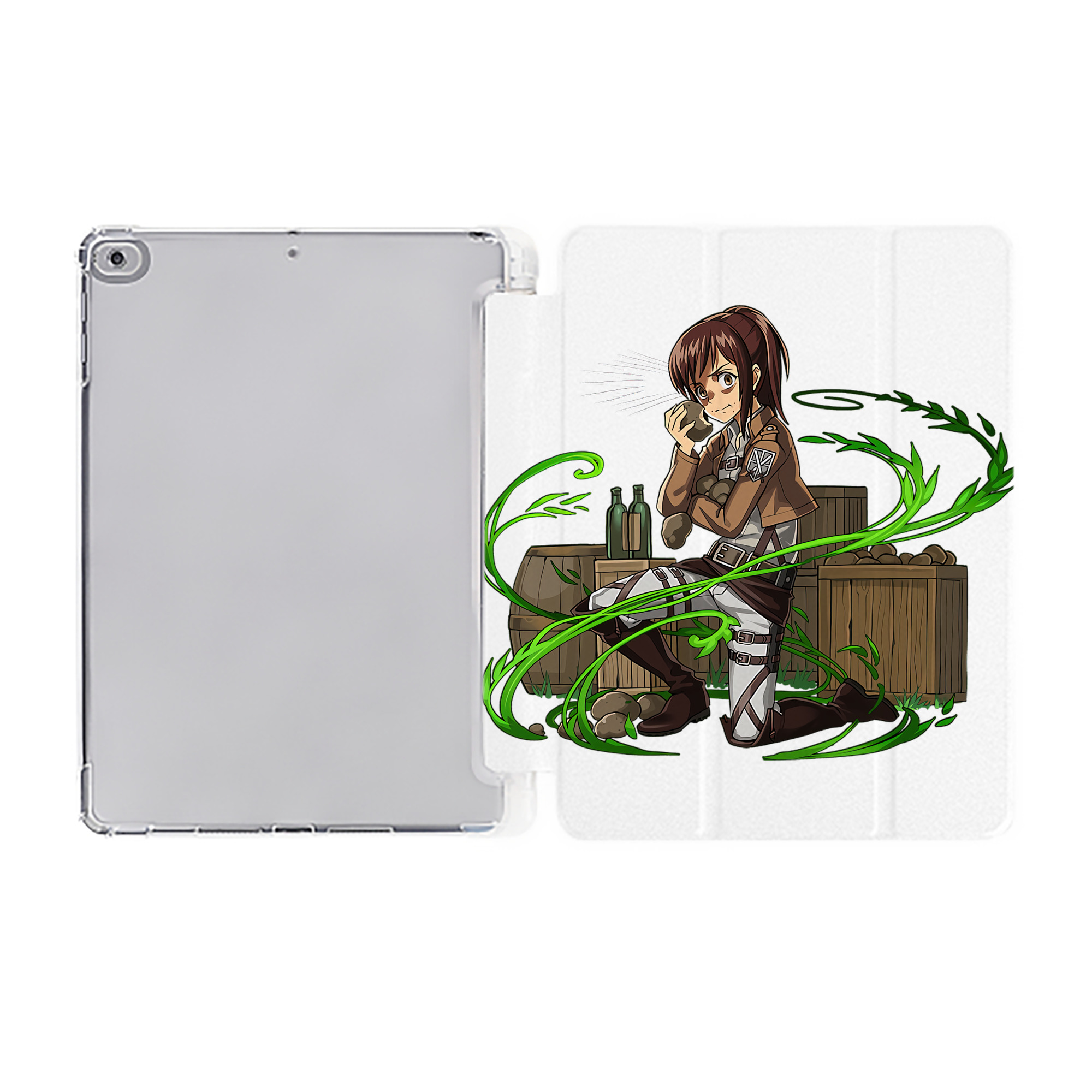（画像用） 進撃の巨人 サシャ·ブラウス Attack on Titan Sasha Blaus IPad ケース ペン収納付き 三つ折りスタンド PUレザー×シリコン 対応機種9.5/10.5/10.9インチ